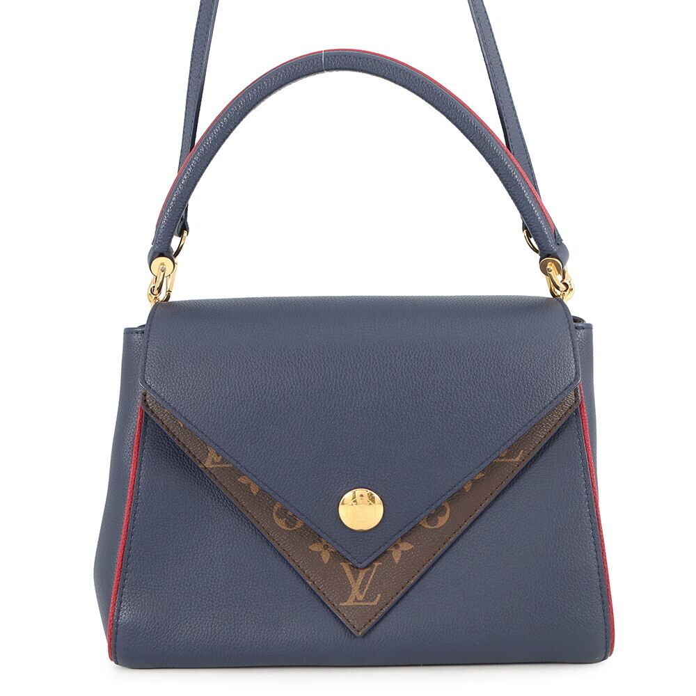 Louis Vuitton handbag calf leather monogram double V bag shoulder